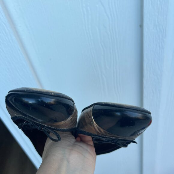 Vintage Prada Linea Rossa Black and Gold Ballet Flats, Sz 38 - Picture 3 of 5